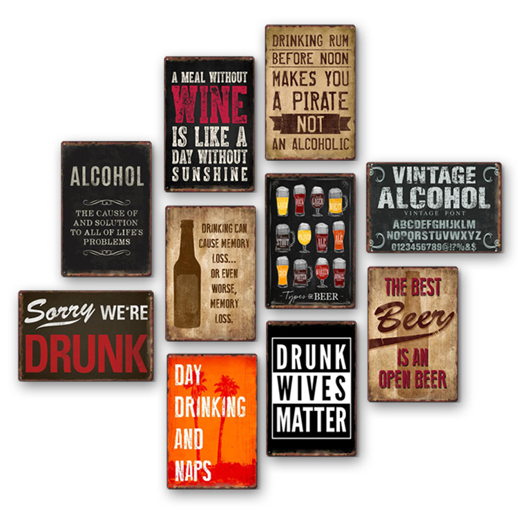 Wine Beer Europe - Obraz na blasze w stylu vintage
