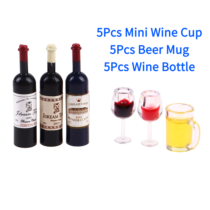 Wine Y Beer - 5 szt. 1:12 Miniaturowe kieliszki do