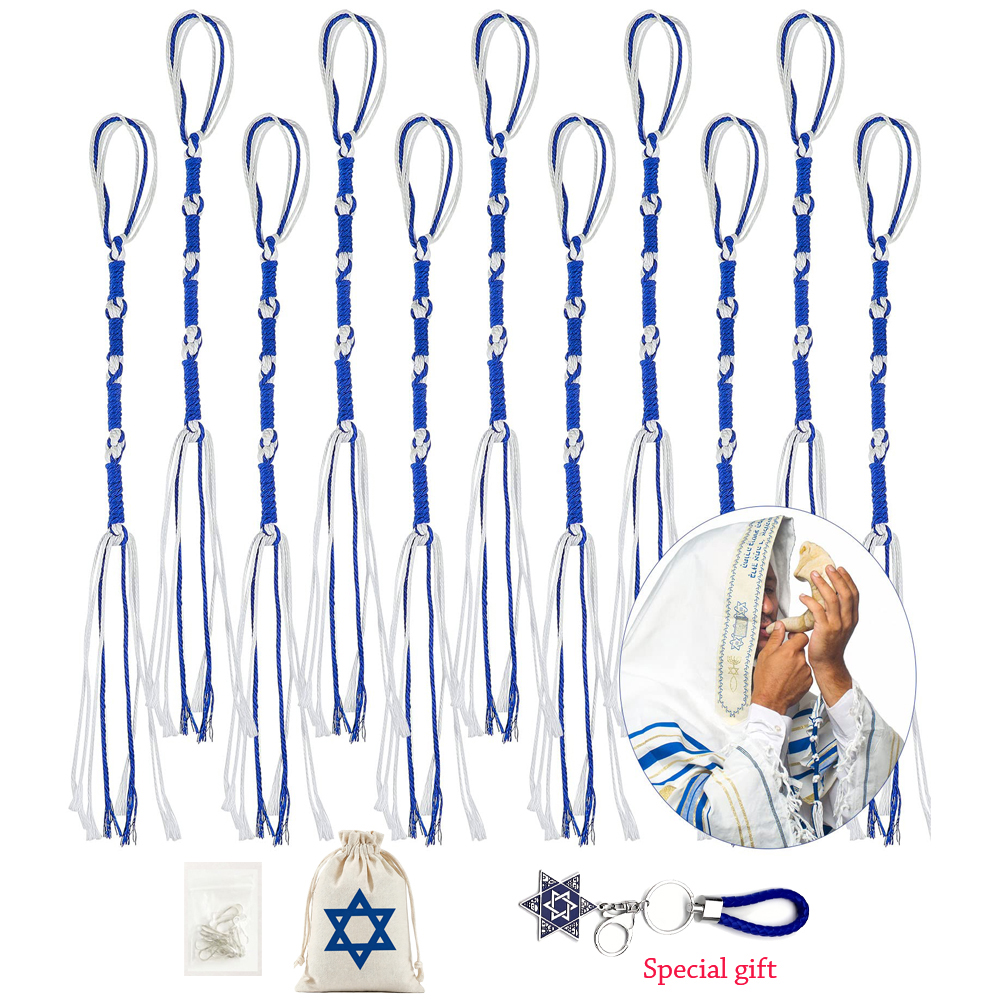 Cocktail Shaker Set - 8/16 szt. Niebiesko-białe hebrajskie frędzle Tzitzit