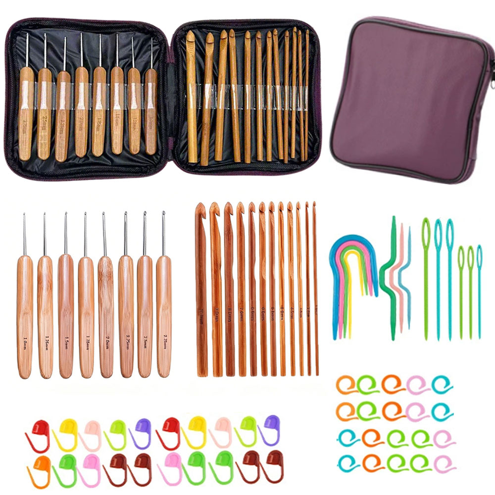Cocktail Shaker Set - Zestaw 74 bambusowych szydełek do robótek