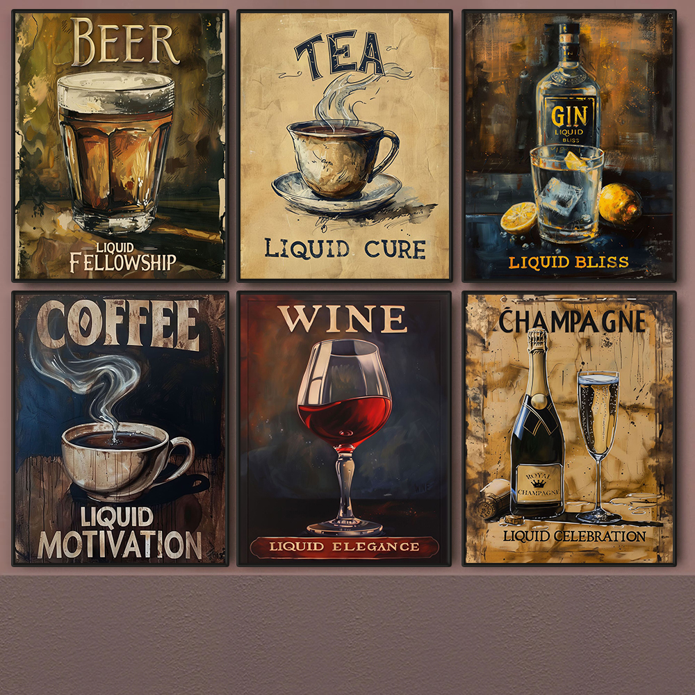 Wine Beer Europe - Plakaty z napojami w stylu vintage